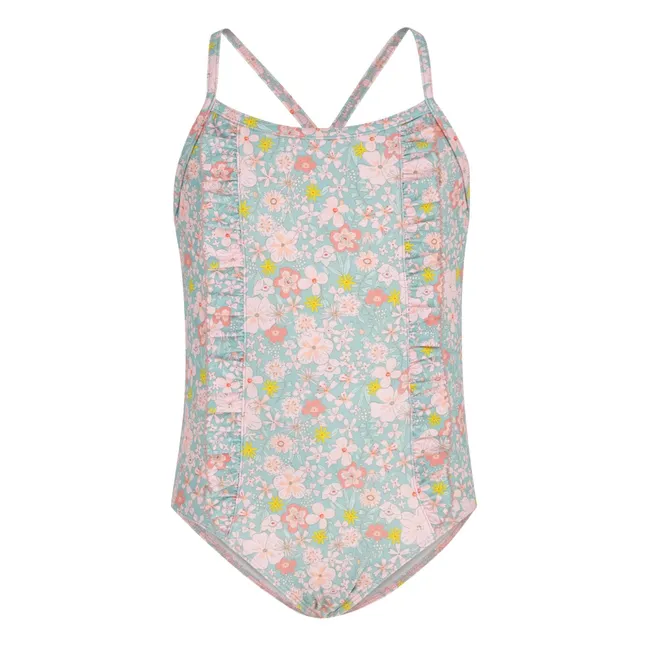 Maillot de Bain Volants Fleuri | Turquoise