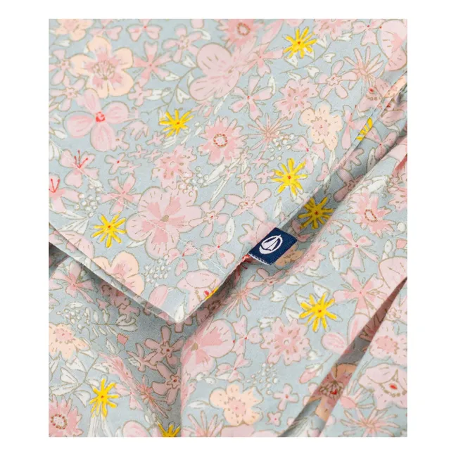 Ensemble Robe et Bloomer Fleuri Coton Bio | Bleu gris