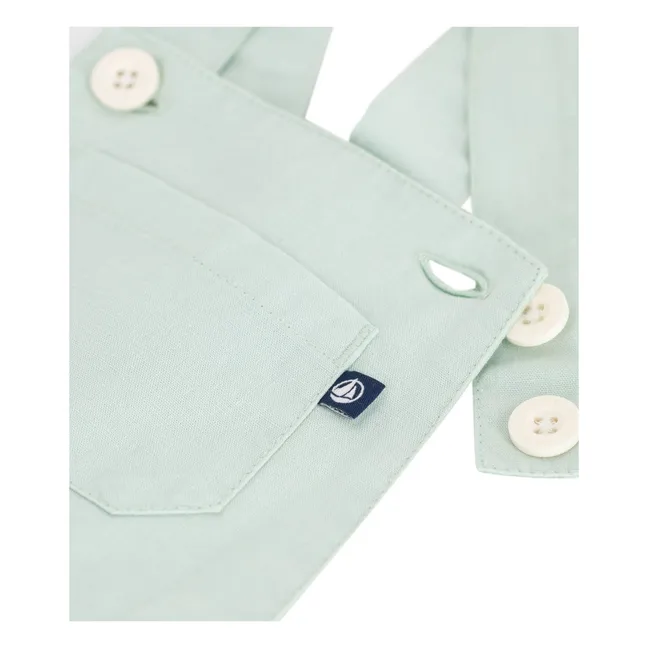 Plain Linen Short Dungarees | Sage