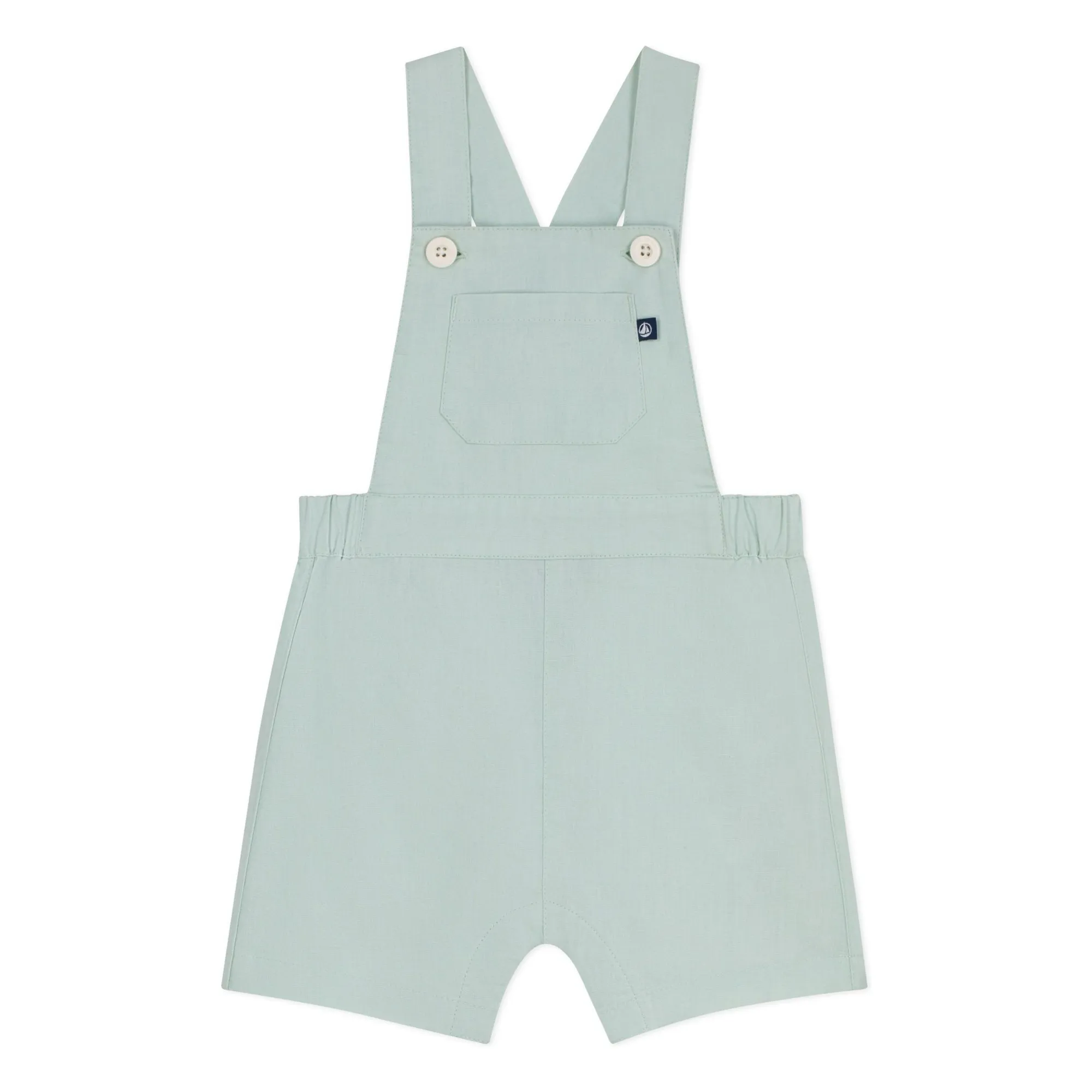 Petit Bateau Boys Sage Plain Linen Short Dungarees