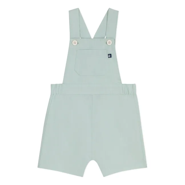 Plain Linen Short Dungarees | Sage