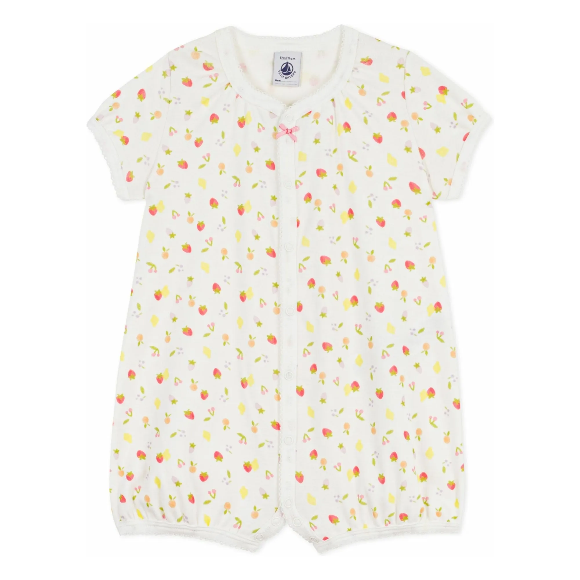 Petit Bateau Girls Ecru Pyjama Combishort Fruits