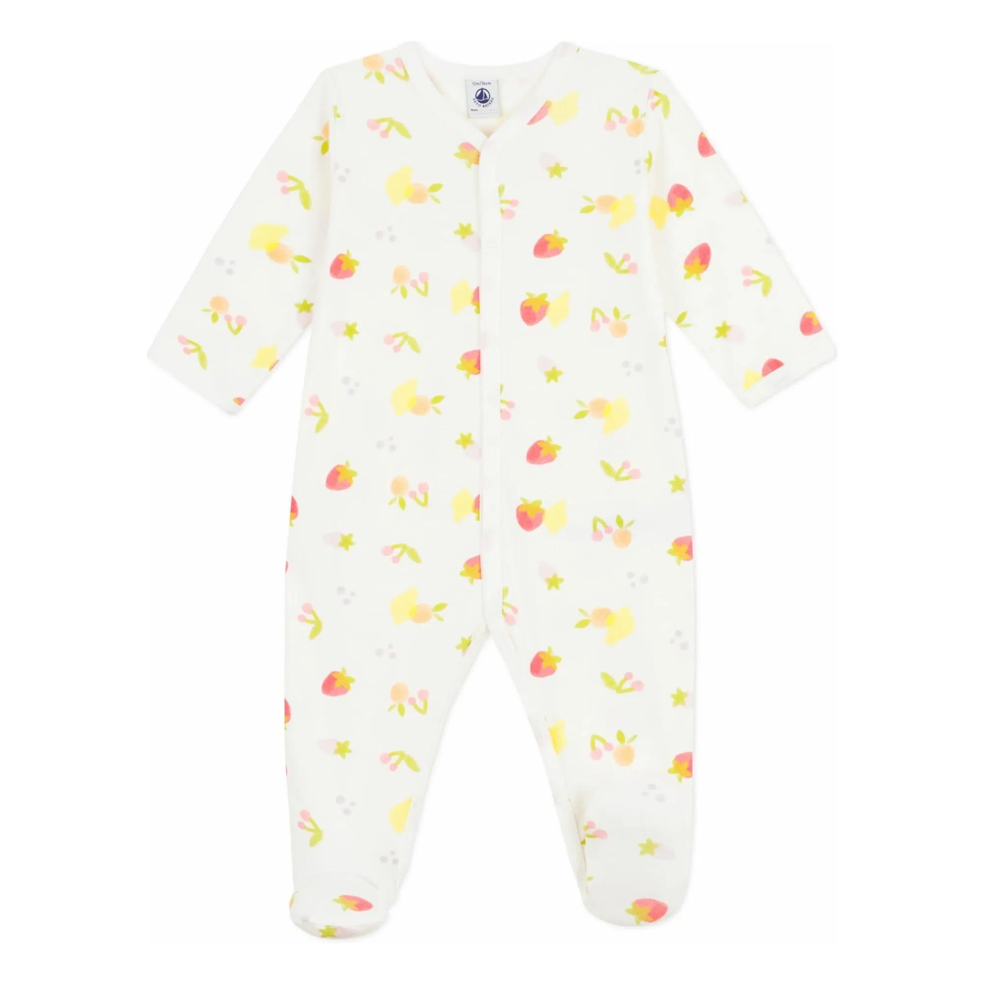 Petit Bateau Girls Ecru Dors Bien Fruits Pyjamas