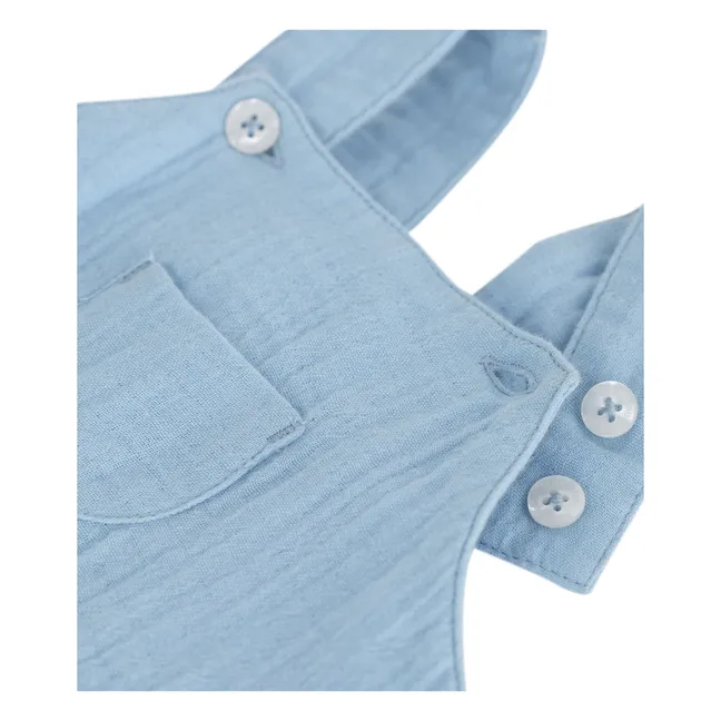 Organic Cotton Gauze Short Dungarees | Blue
