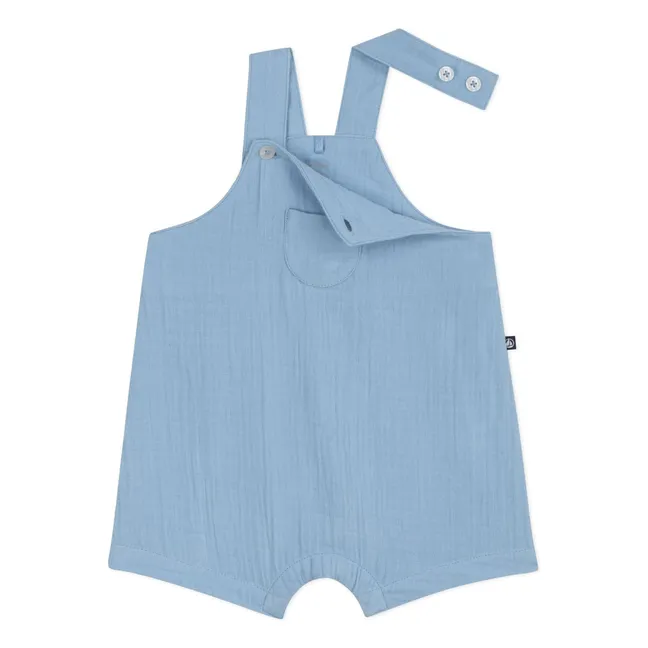 Salopette Courte Gaze de Coton Bio | Bleu