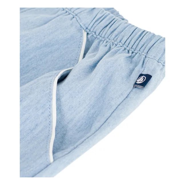 Pantalones cortos de algodón orgánico Chambray Hearts | Azul Claro