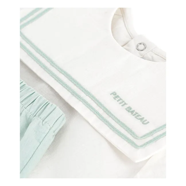 Conjunto de top con cuello marinero y pantalón corto de lino | Salvia