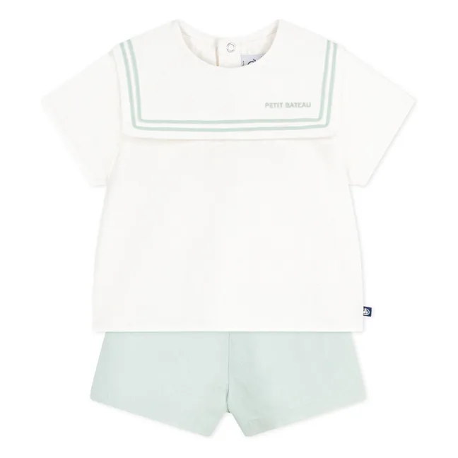 Ensemble Top Col Marin et Short Lin | Sauge