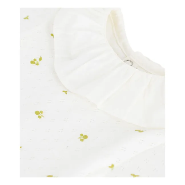 Body con cuello de flores de algodón orgánico | Crudo