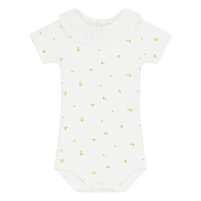 Body Collerette Fleuri Coton Bio | Ecru