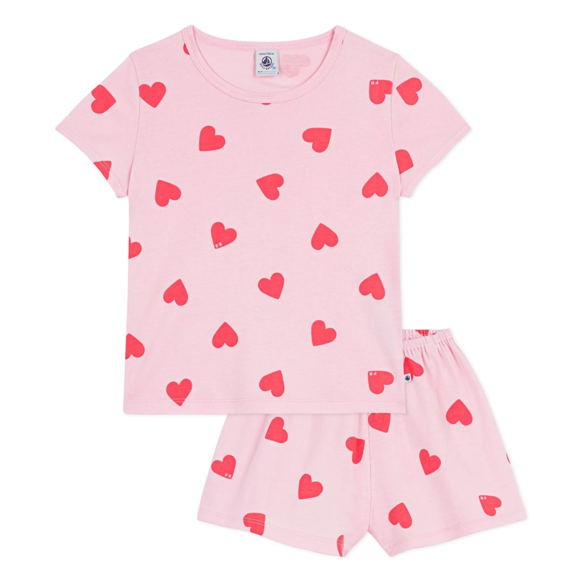 Petit Bateau Girls Pink Pyjama Short Hearts