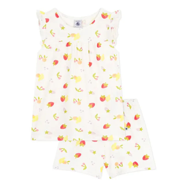 Pyjama Short Fruits Coton Bio | Ecru