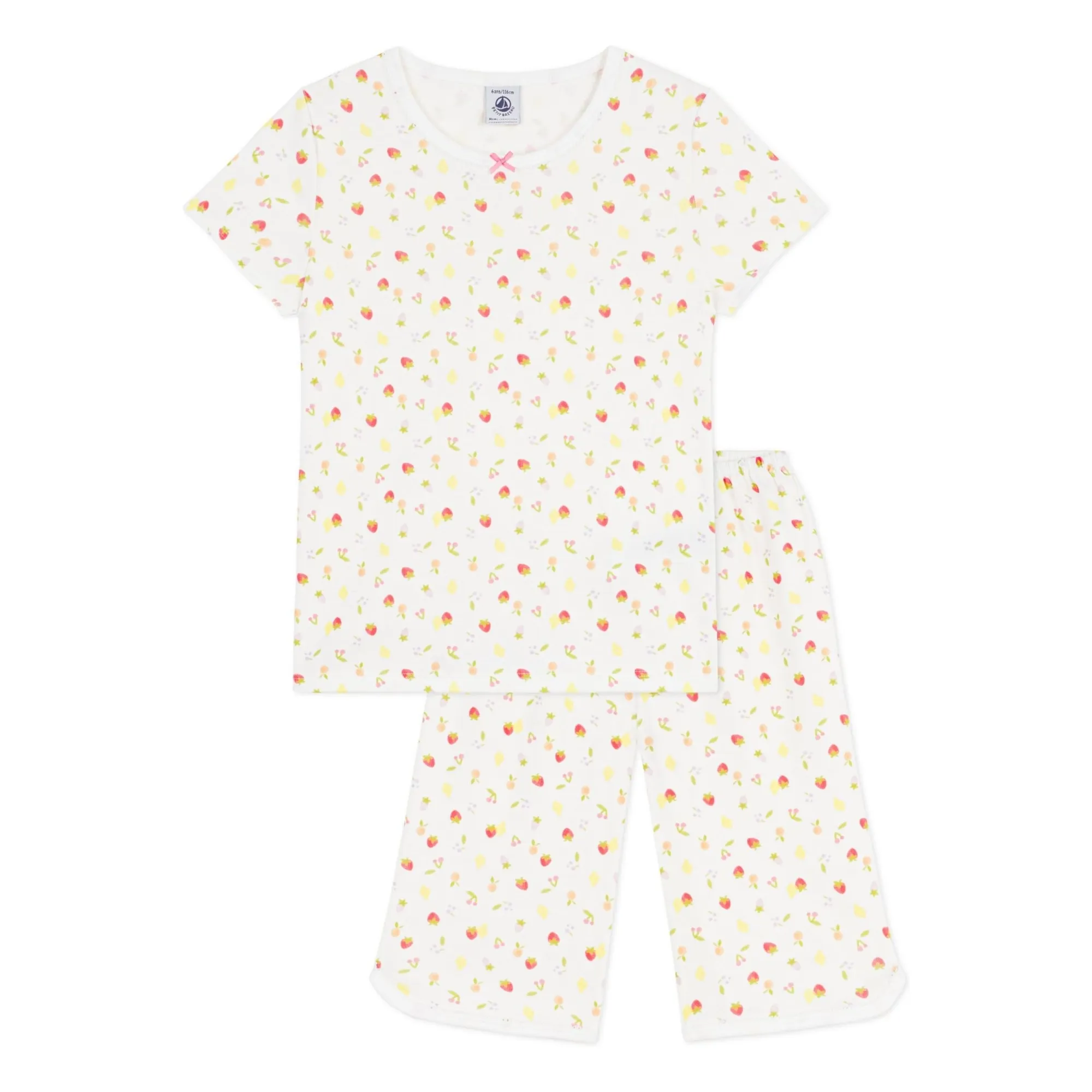 Petit Bateau Girls Ecru Capri Fruits Pyjamas