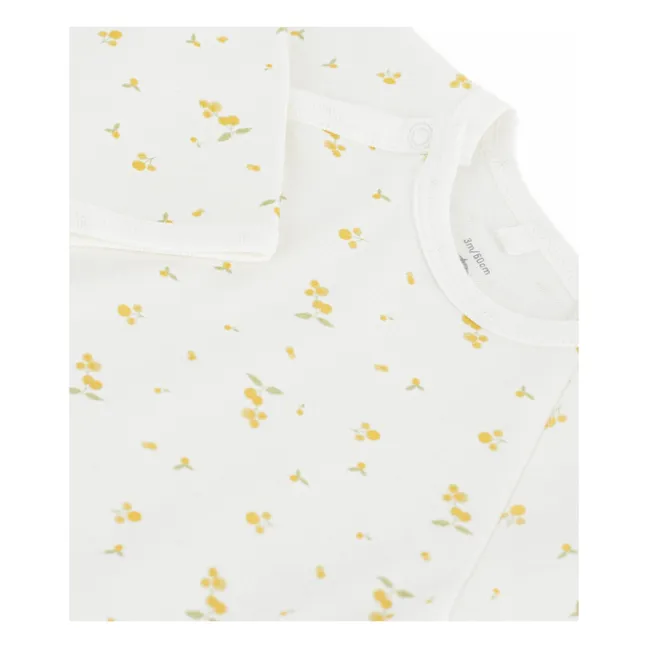 Pyjama Dors Bien Pressions Fleuri Coton Bio | Blanc