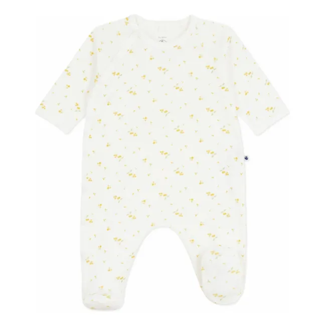 Pyjama Dors Bien Pressions Fleuri Coton Bio | Blanc
