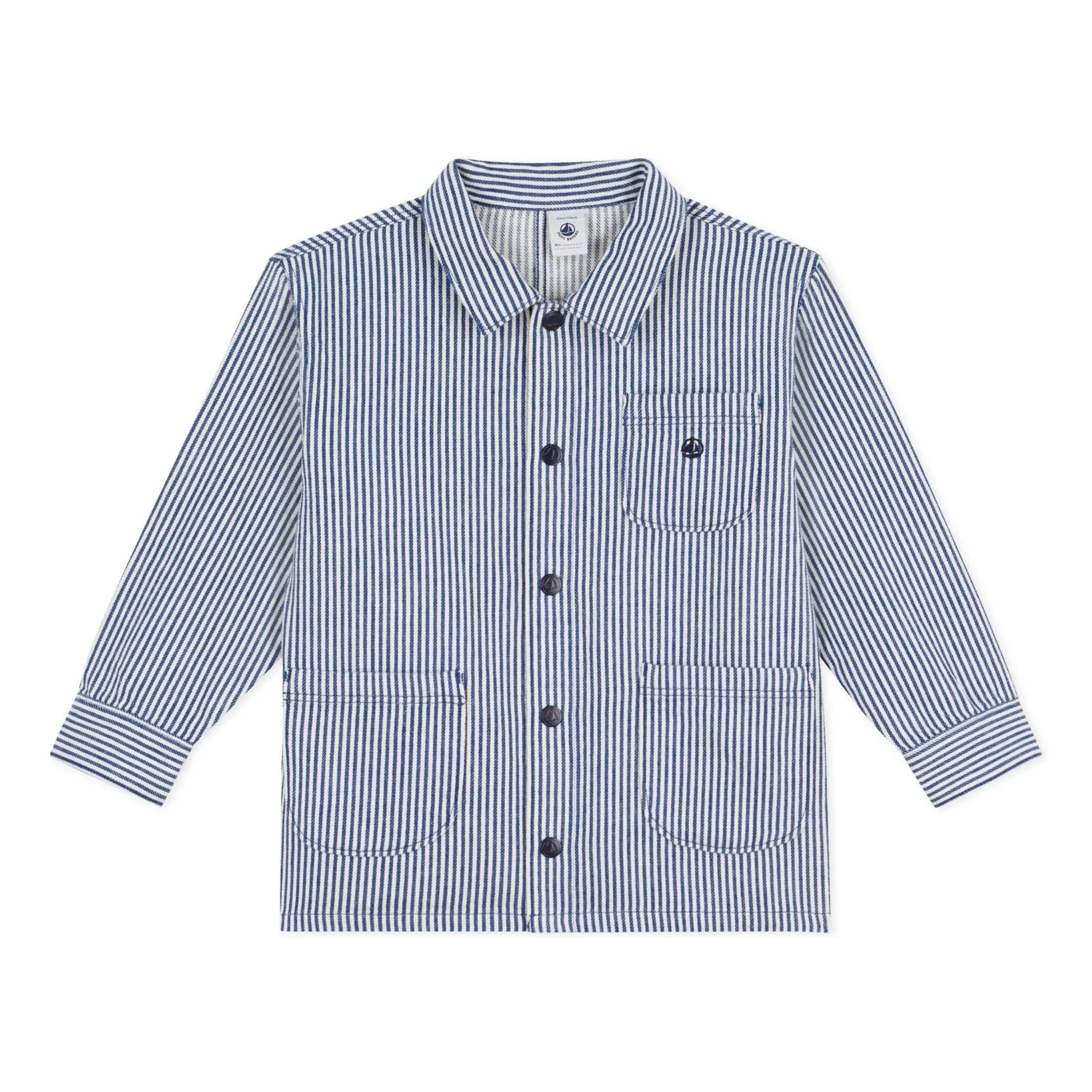 Petit Bateau Boys Blue Striped Organic Cotton Worker Jacket