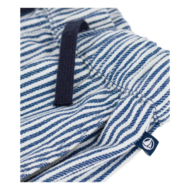 Organic Cotton Striped Trousers | Blue