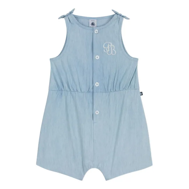 Combishort Nœuds Chambray | Bleu Clair
