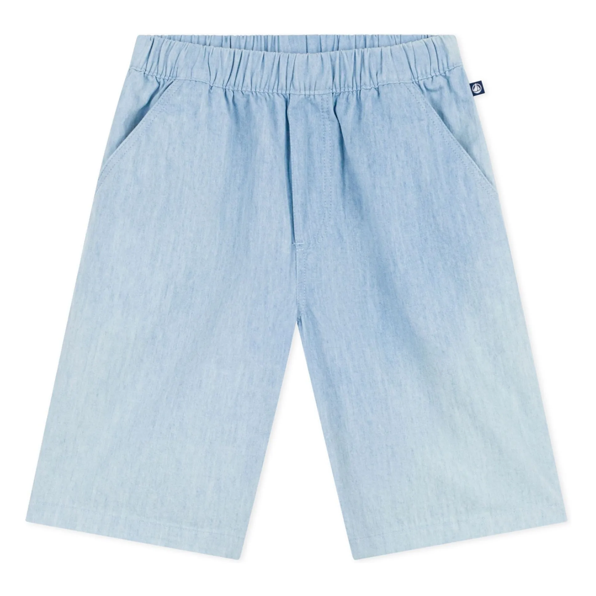 Petit Bateau Boys Light Blue Denim Chambray Organic Cotton Shorts