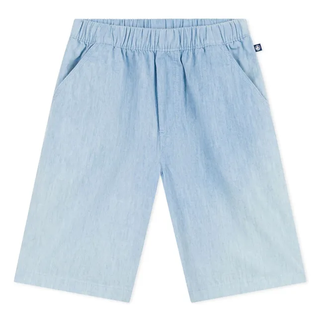 Short Denim Chambray Coton Bio | Bleu Clair