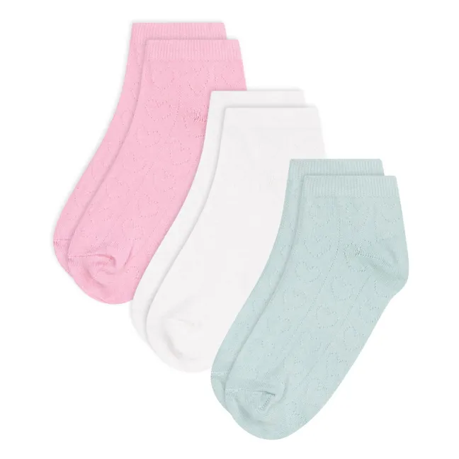 Lot de 3 Paires de Chaussettes Basses Ajourées | Rose