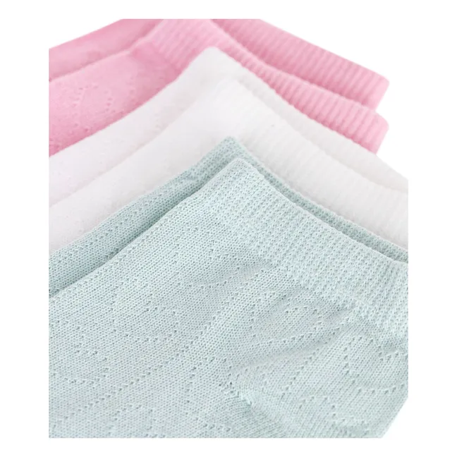 Lot de 3 Paires de Chaussettes Basses Ajourées | Rose