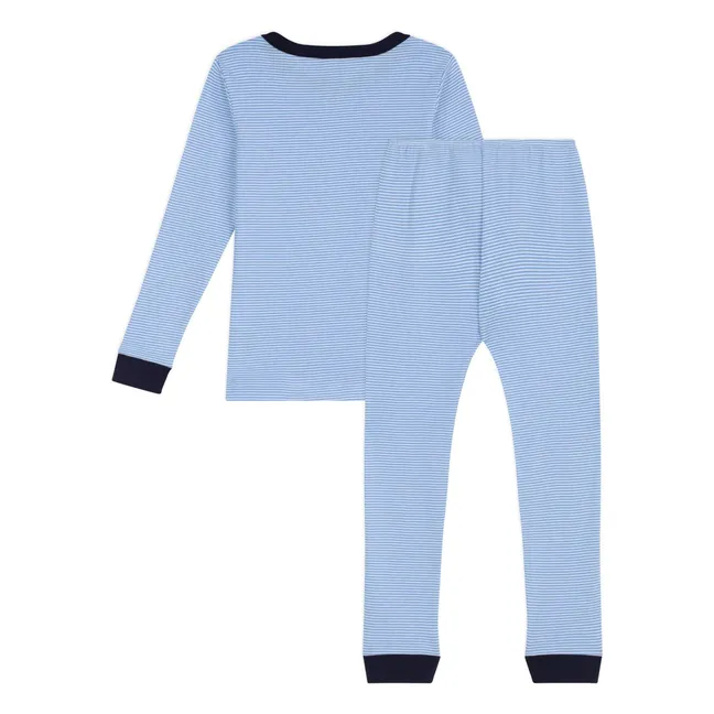 Milleraies Organic Cotton Fitted Striped Pyjamas | Blue