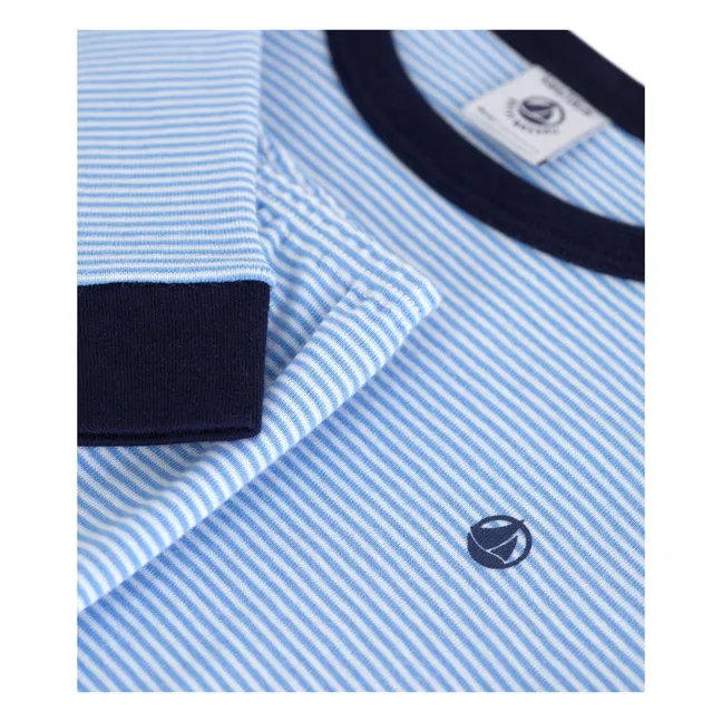Milleraies Organic Cotton Fitted Striped Pyjamas | Blue
