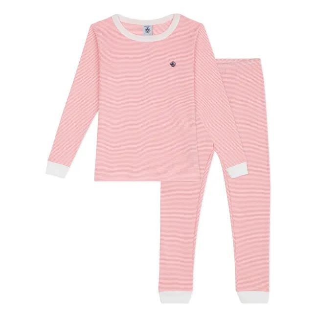 Pyjama Ajusté Rayé Milleraies Coton Bio | Rouge