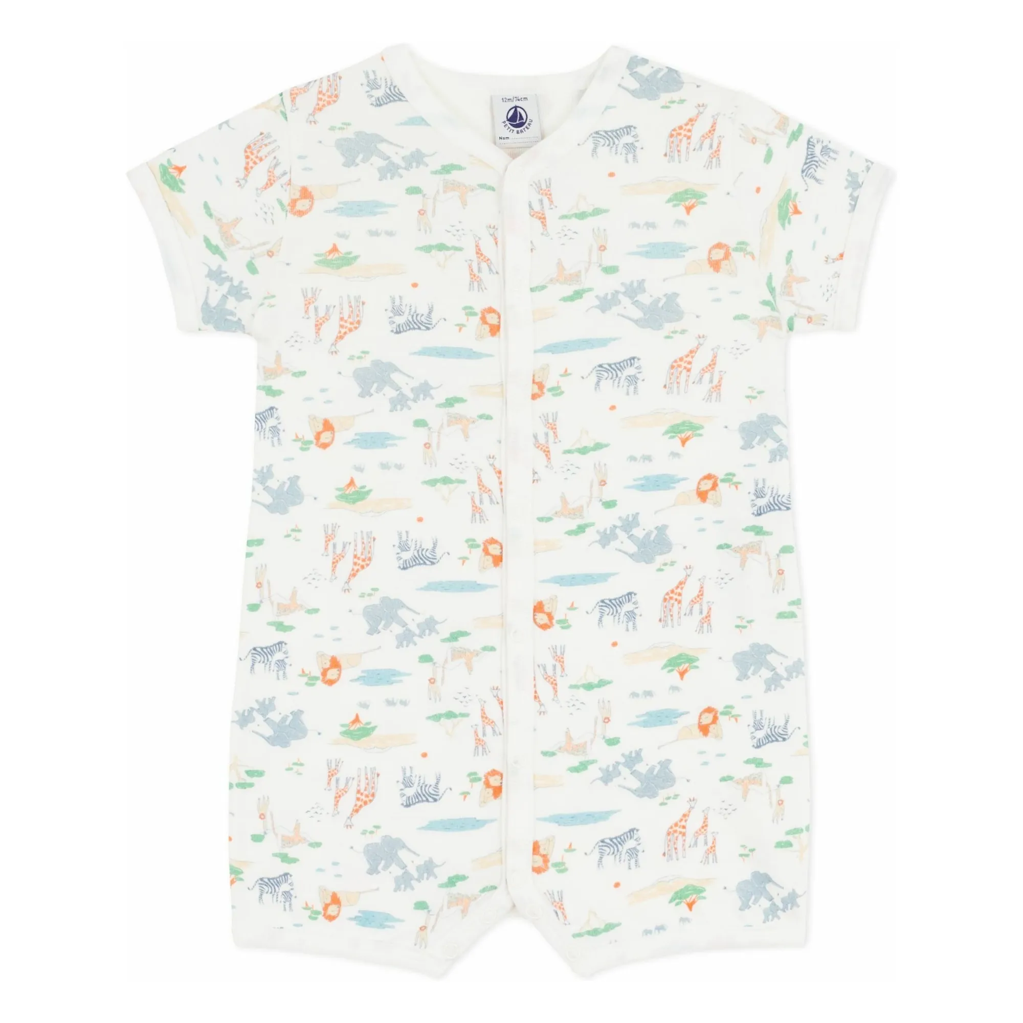 Petit Bateau White Pyjama Combishort Animals