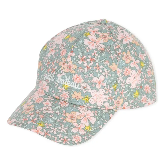 Casquette Fleurie Sergé | Bleu gris