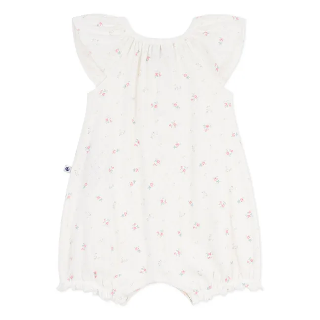 Mono de pijama calado floral | Blanco