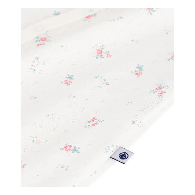 Pyjama Combishort Ajouré Fleuri | Blanc