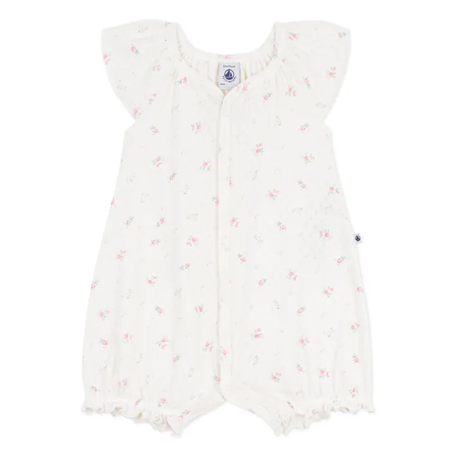 Mono de pijama calado floral | Blanco