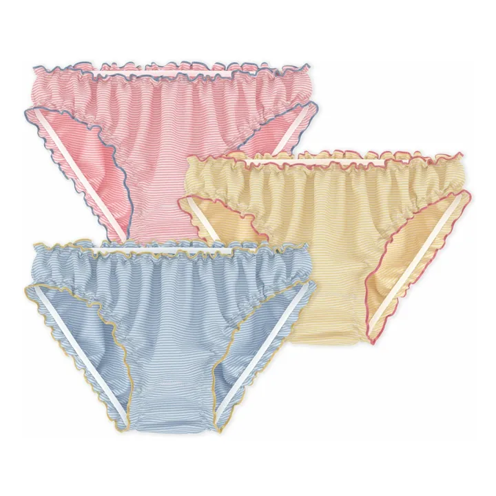 Lote de 3 braguitas de rayas acanaladas | Amarillo- Imagen del producto n°0