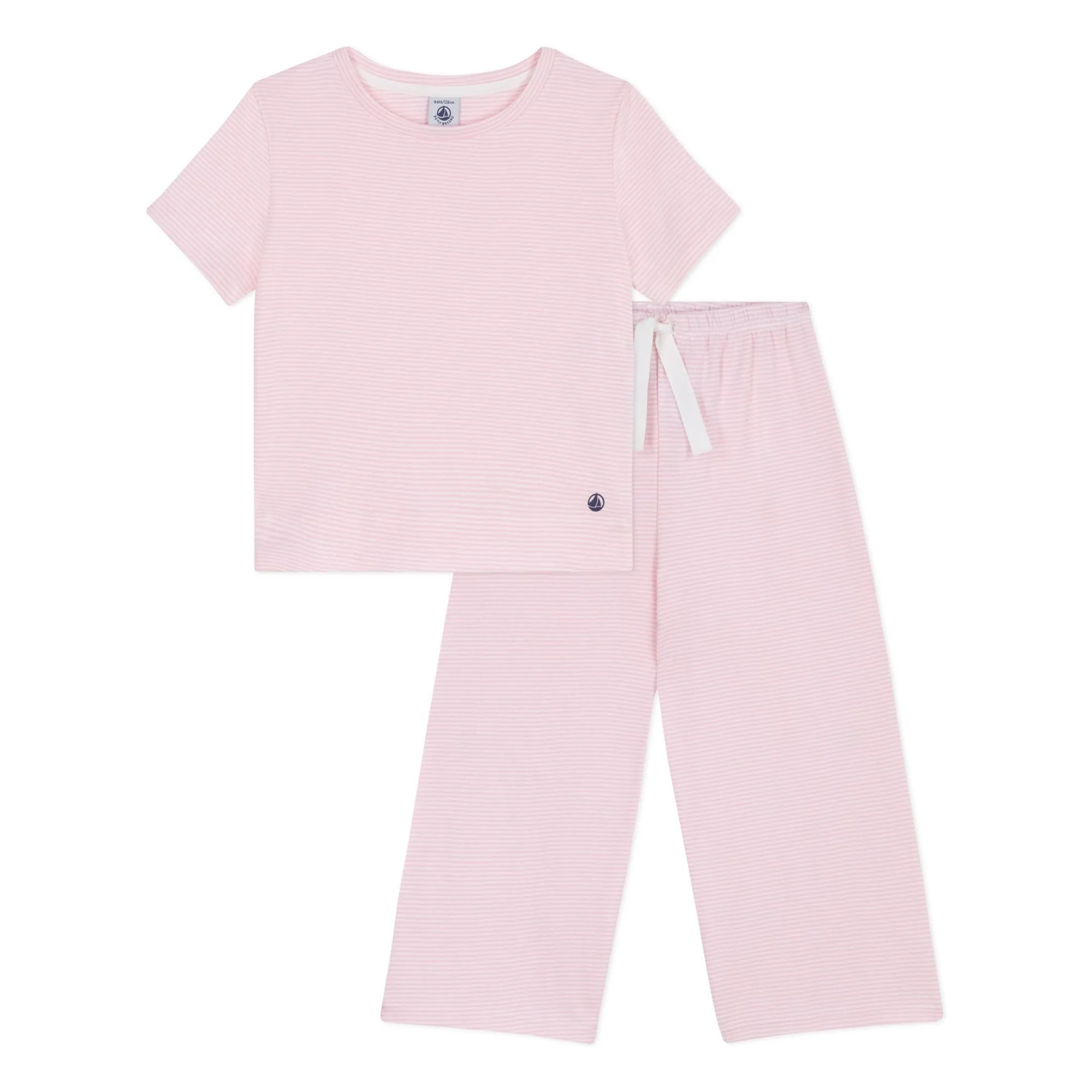 Petit Bateau Girls Pink Milleraies Organic Cotton Striped Pyjamas