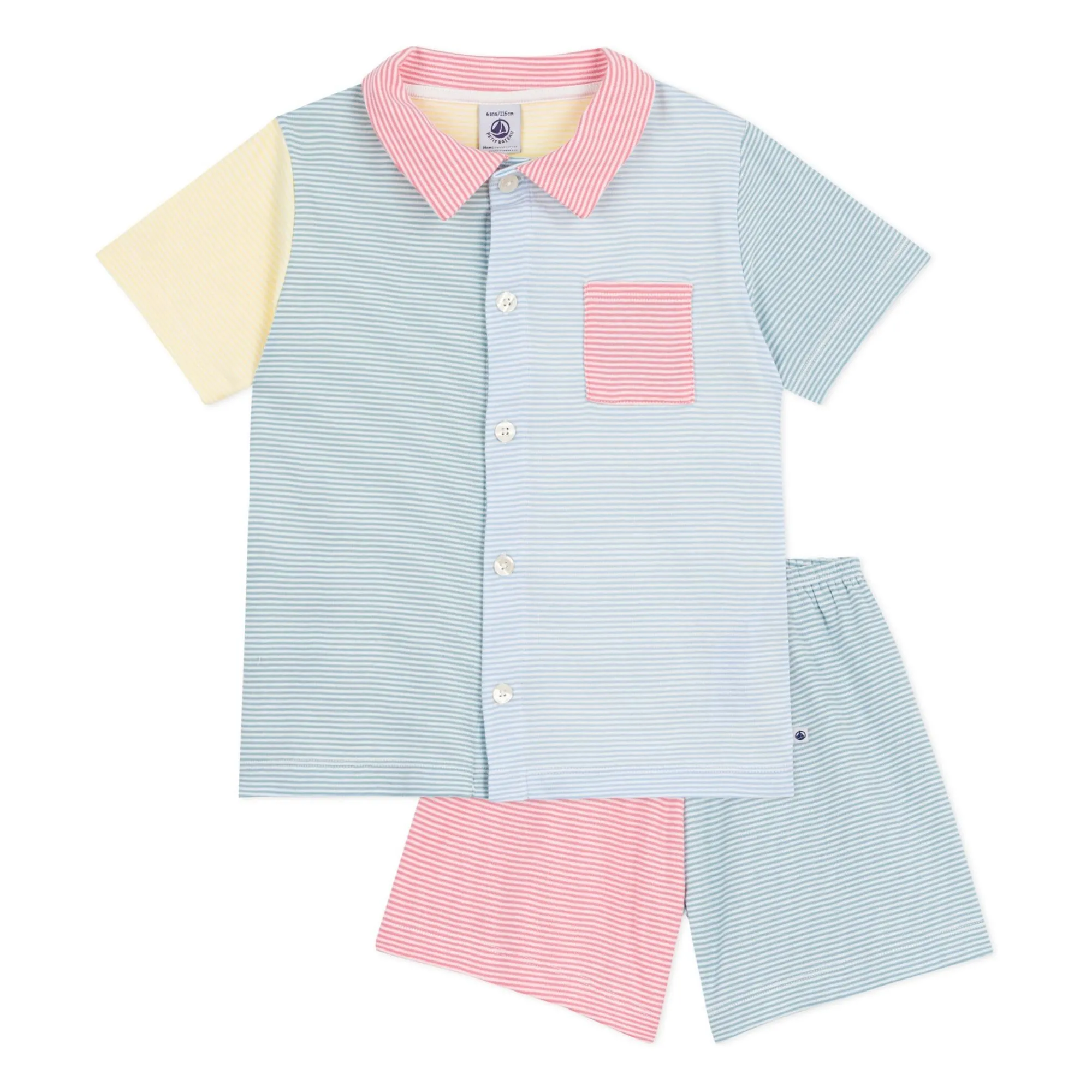 Petit Bateau Women's Blue Pyjama Short Colorblock Milleraies