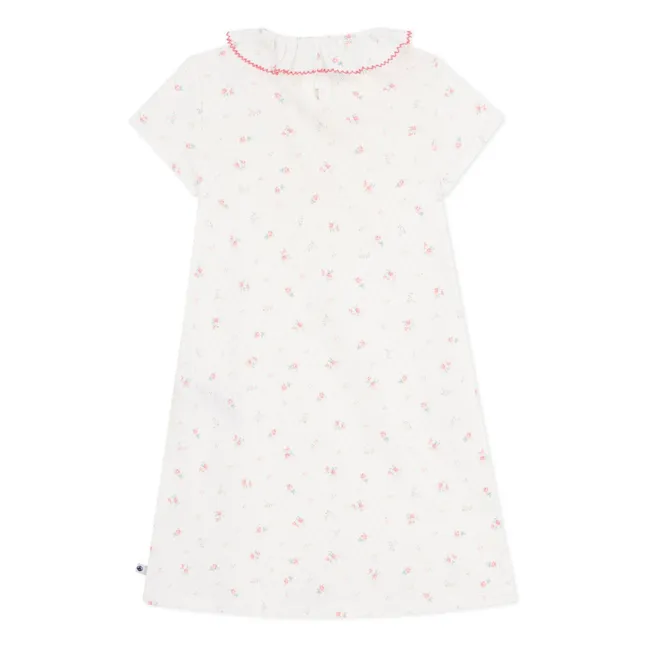 Chemise de Nuit Fleurie Ajourée | Blanc