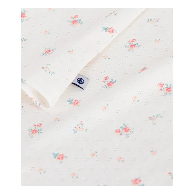 Chemise de Nuit Fleurie Ajourée | Blanc