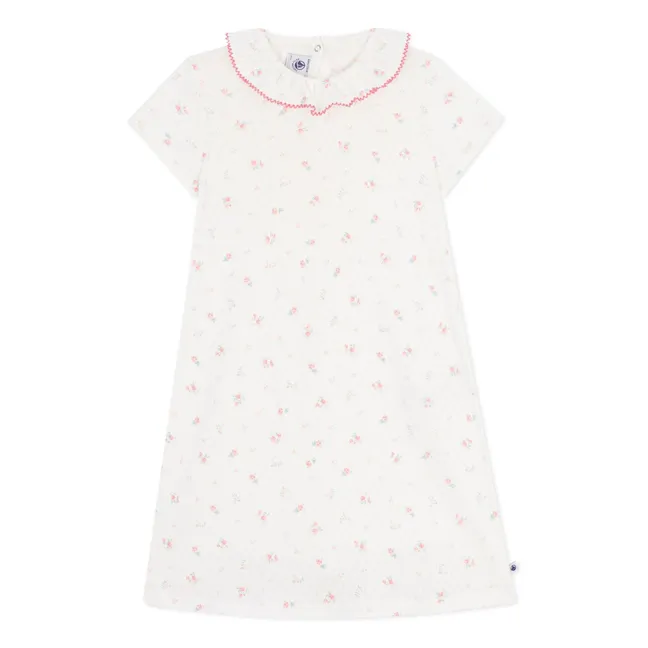 Chemise de Nuit Fleurie Ajourée | Blanc