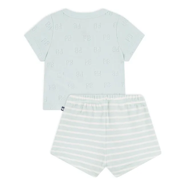 Conjunto de top y pantalón corto de rizo de algodón orgánico | Turquoise