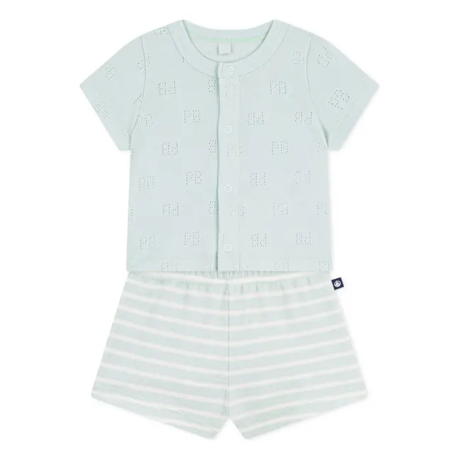 Organic Cotton Towelling Top and Shorts Set | Turquoise