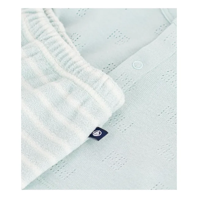 Conjunto de top y pantalón corto de rizo de algodón orgánico | Turquoise