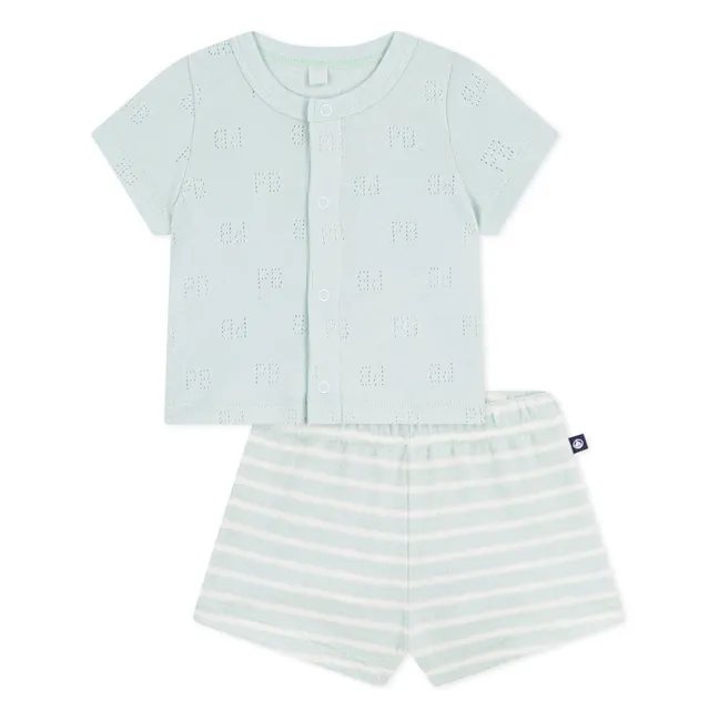 Conjunto de top y pantalón corto de rizo de algodón orgánico | Turquoise