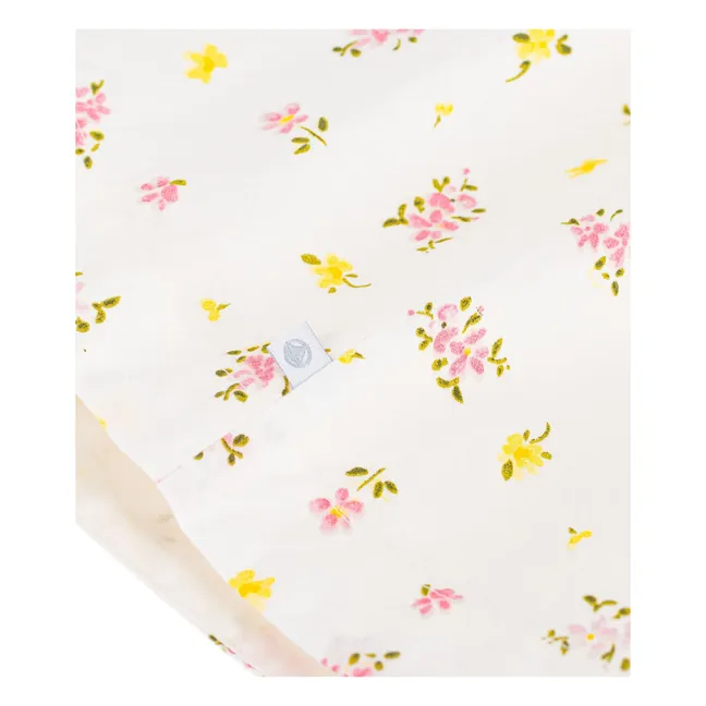 Vestido floral sin mangas de algodón orgánico | Blanco