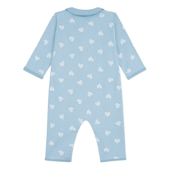 Pyjama Dors Bien Cœurs Rayés | Bleu gris