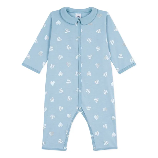 Sleep Well Striped Hearts Pyjamas | Light blue