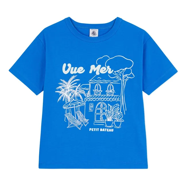 T-shirt Ample Vue Mer Coton Bio | Bleu azur
