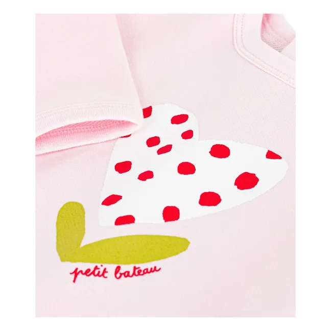 Sweat Cœur Coton Bio | Rose pâle