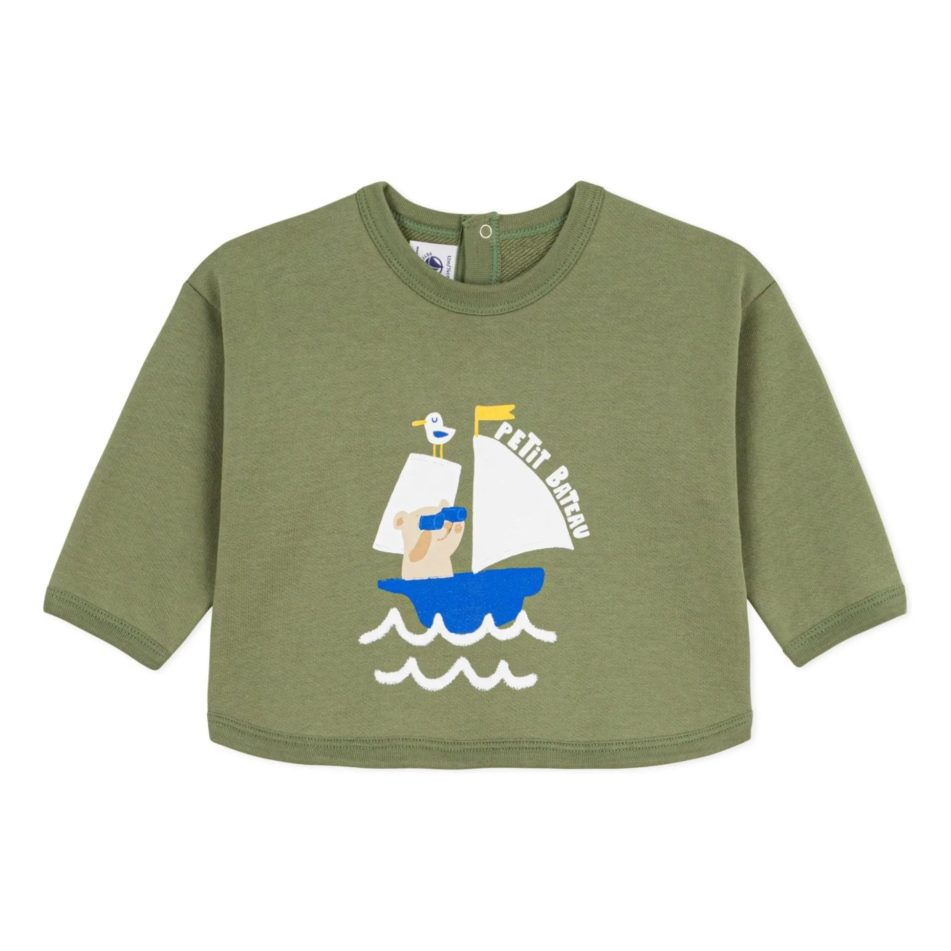 Petit Bateau Khaki Organic Cotton Bear Sweatshirt